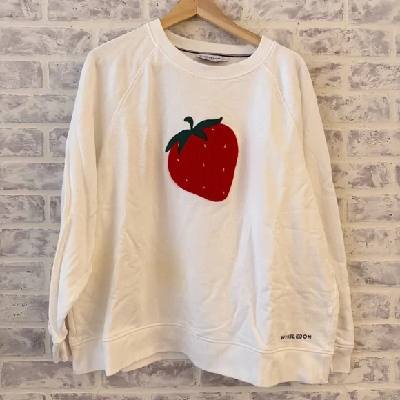 Wimbledon White Sweatshirt with Red Strawberry Graphic - Picture 2 of 8